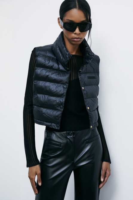 Short sleeveless reversible puffer jacket, Black, Patrizia Pepe