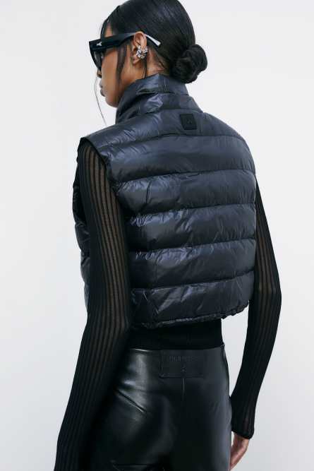 Short sleeveless reversible puffer jacket, Black, Patrizia Pepe