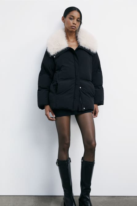 Down jacket with soft collar, Black, Patrizia Pepe