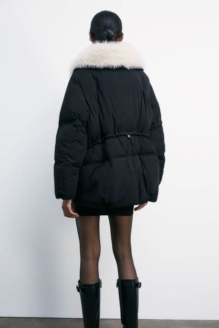 Down jacket with soft collar, Black, Patrizia Pepe