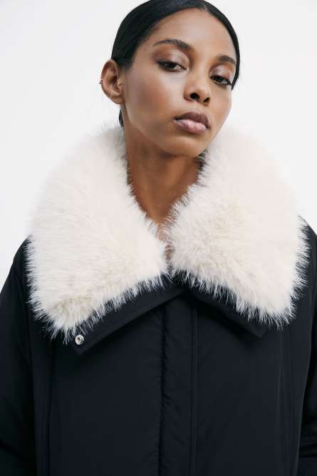 Down jacket with soft collar, Black, Patrizia Pepe