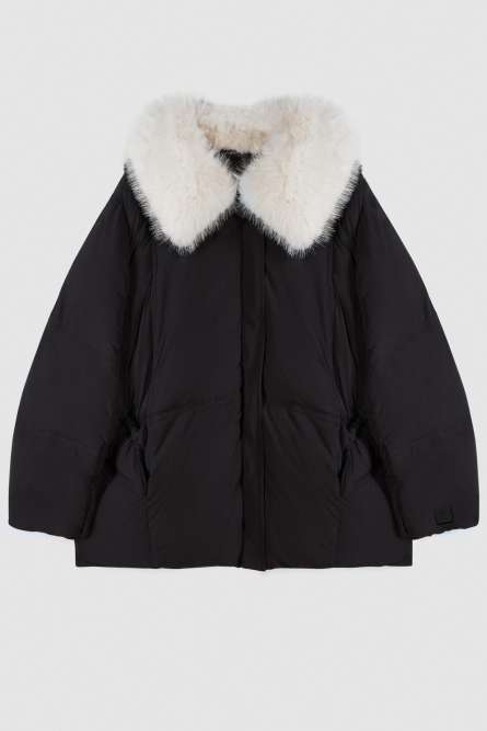 Down jacket with soft collar, Black, Patrizia Pepe