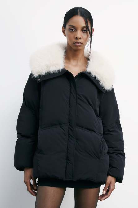 Down jacket with soft collar, Black, Patrizia Pepe
