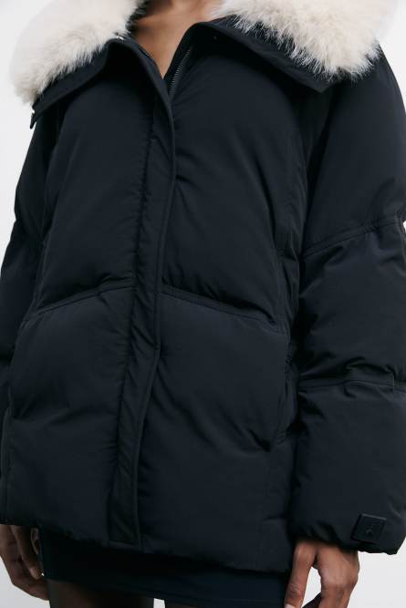 Down jacket with soft collar, Black, Patrizia Pepe