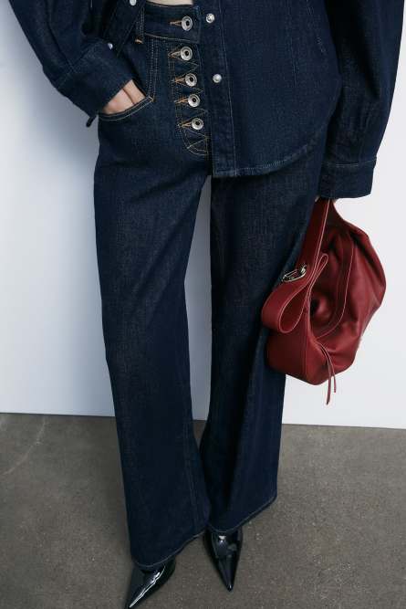 New Moon leather bag medium with shoulder strap, Red, Patrizia Pepe