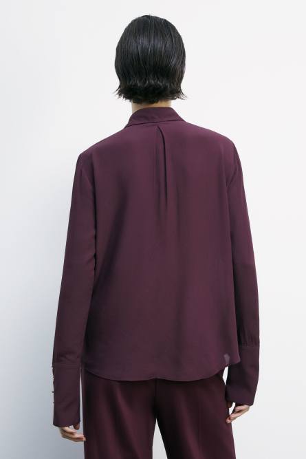 &quot;ESSENTIAL&quot; fluid viscose shirt, Bordeaux, Patrizia Pepe
