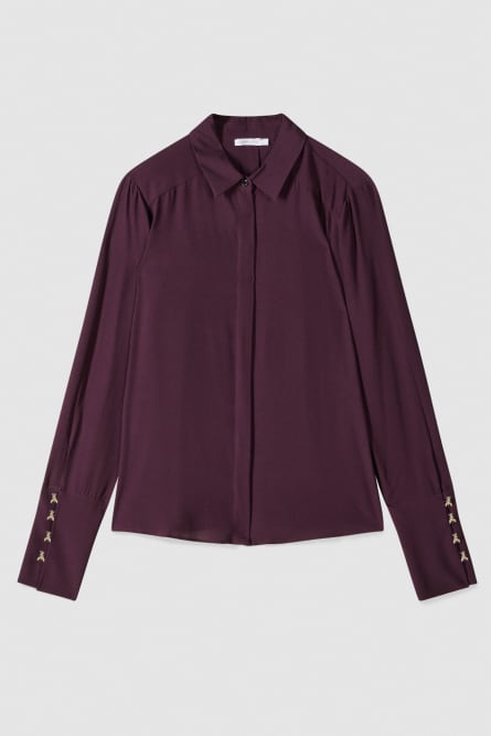 &quot;ESSENTIAL&quot; fluid viscose shirt, Bordeaux, Patrizia Pepe