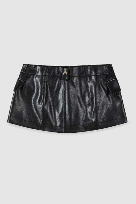 Skirt effect belt in coated fabric, Black, Patrizia Pepe
