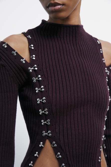 Fitted glam rock sweater | Purple | Patrizia Pepe