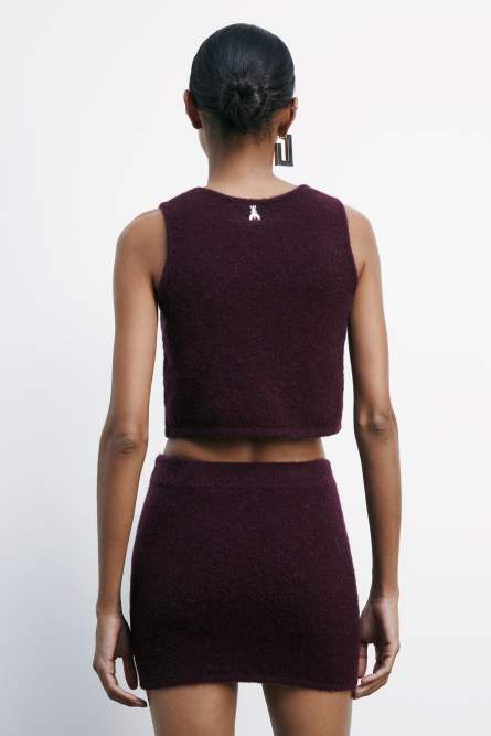 Cropped soft knit top, Bordeaux, Patrizia Pepe
