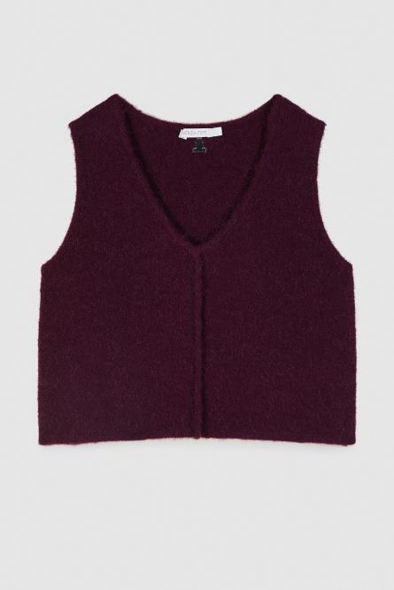 Cropped soft knit top, Bordeaux, Patrizia Pepe