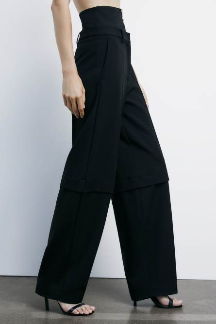 Baggy pants with corset, Black, Patrizia Pepe