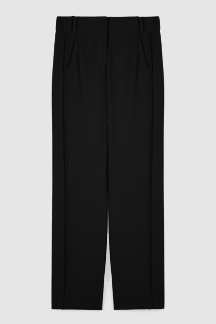 Wide pants with ribbing, Black, Patrizia Pepe