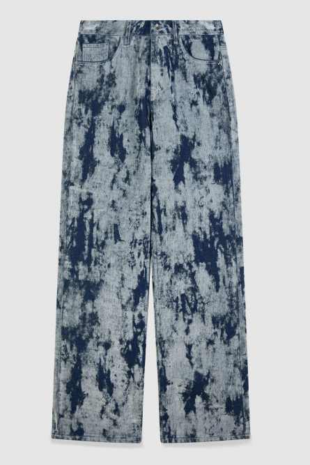 Wide jeans with flock print, Blue, Patrizia Pepe