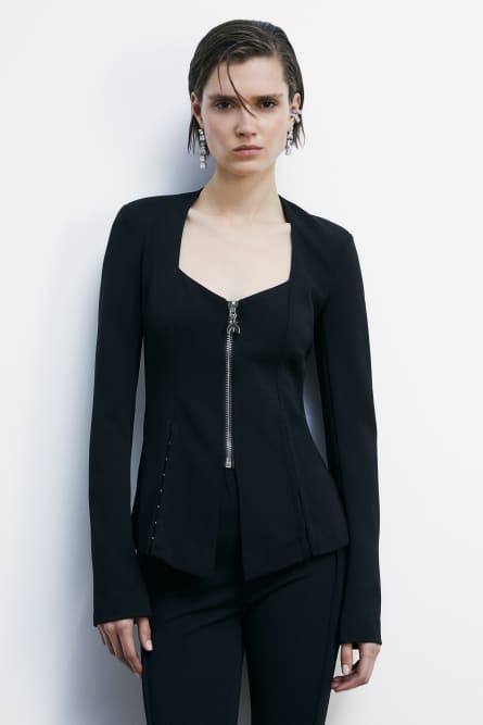 Blazer corset ajusté, Noir, Patrizia Pepe