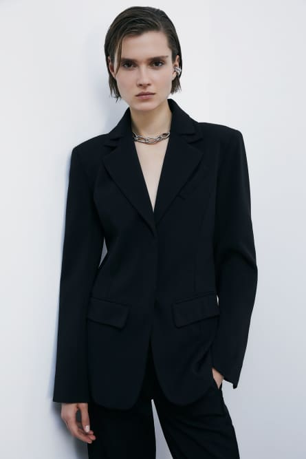 Blazer with double collar, Black, Patrizia Pepe