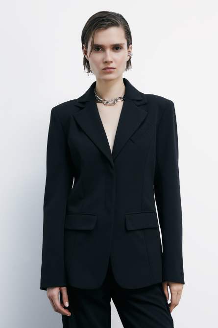 Blazer with double collar, Black, Patrizia Pepe