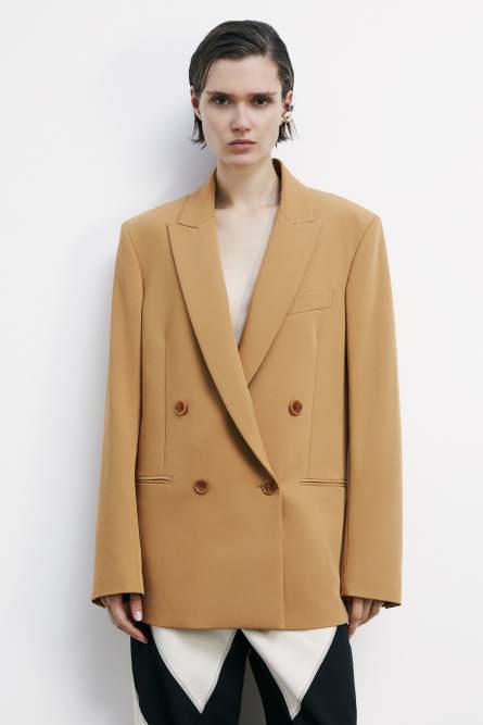 Blazer oversize à double boutonnage « ESSENTIAL », Beige, Patrizia Pepe
