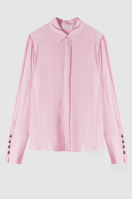 &quot;ESSENTIAL&quot; fluid viscose shirt, Pink, Patrizia Pepe