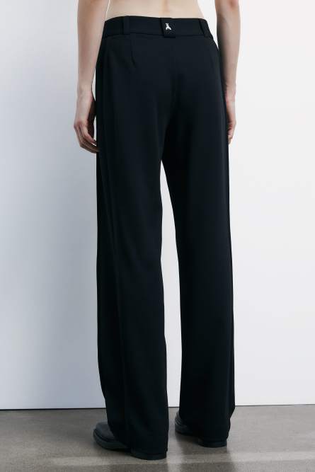 Wide pants with ribbing, Black, Patrizia Pepe