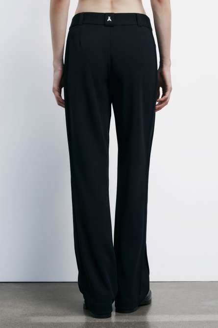 Wide pants with ribbing, Black, Patrizia Pepe