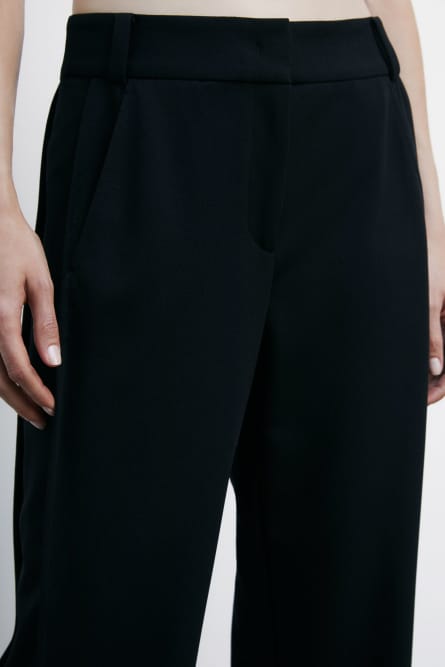 Wide pants with ribbing, Black, Patrizia Pepe