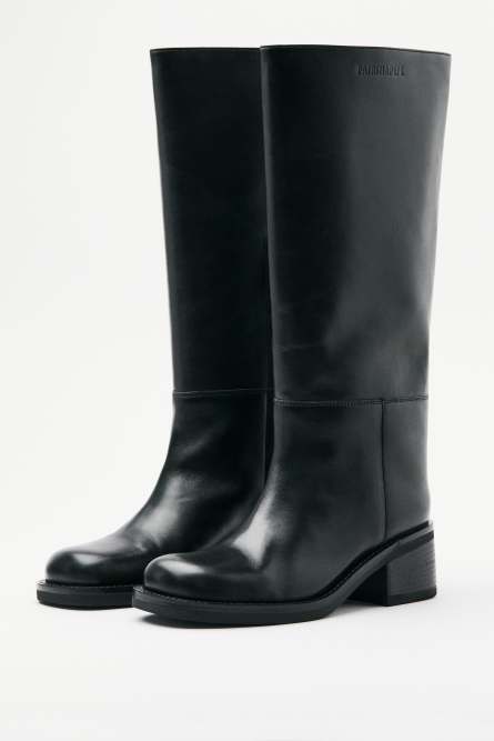 Daily Square leather knee boots, Black, Patrizia Pepe
