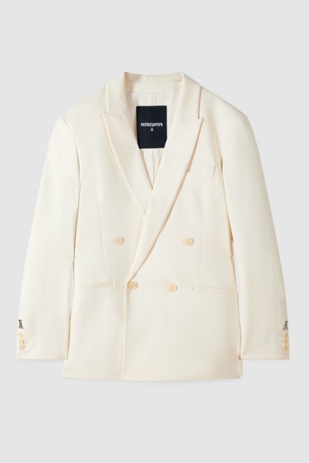 Oversize double-breasted blazer in stretch fabric | White