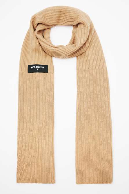 Rib knit scarf, Beige, Patrizia Pepe