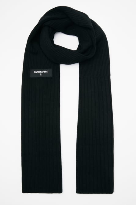 Rib knit scarf, Black, Patrizia Pepe