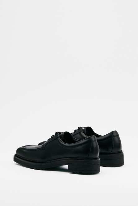 Square leather lace-up shoes | Black | Patrizia Pepe