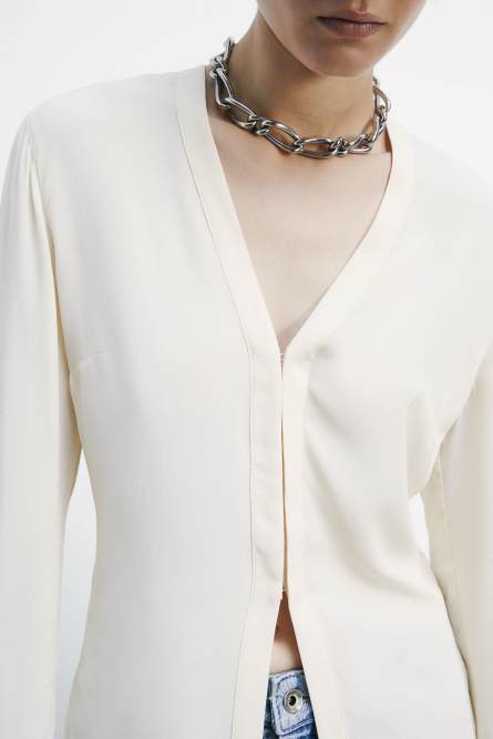 Fließende Bluse „ESSENTIAL” aus Viskose, Weiß, Patrizia Pepe