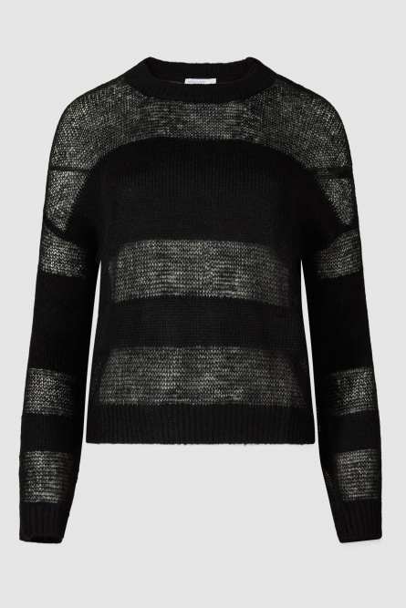 Sweater with transparency details, Black, Patrizia Pepe