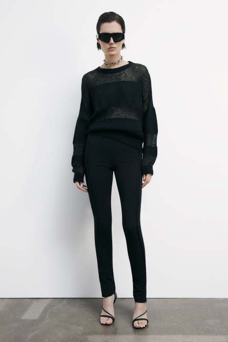 Sweater with transparency details, Black, Patrizia Pepe