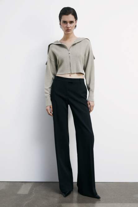 Cropped hooded sweater, Beige, Patrizia Pepe
