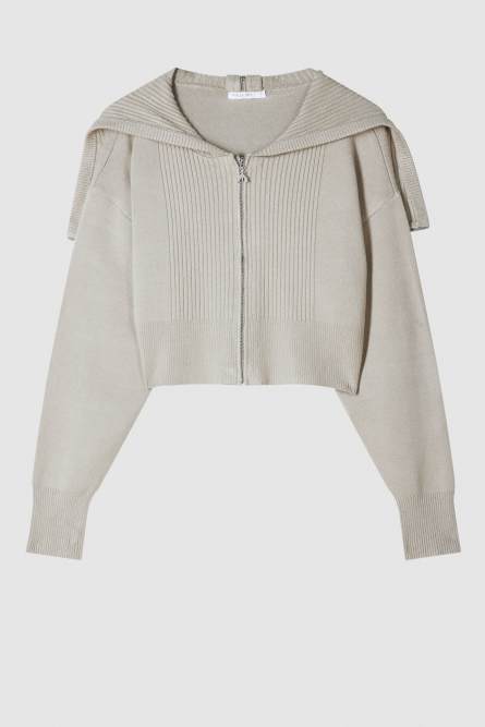 Cropped hooded sweater, Beige, Patrizia Pepe