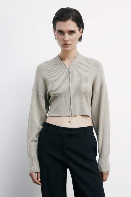 Cropped hooded sweater, Beige, Patrizia Pepe