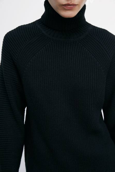 Suéter tejido de cuello alto &quot;ESSENTIAL&quot;, Negro