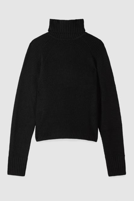 &quot;ESSENTIAL&quot; woven turtleneck sweater, Black, Patrizia Pepe