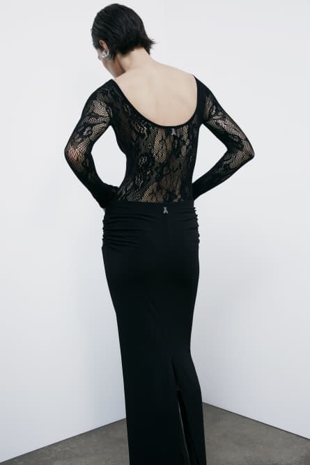 Long-sleeved lace body, Black, Patrizia Pepe