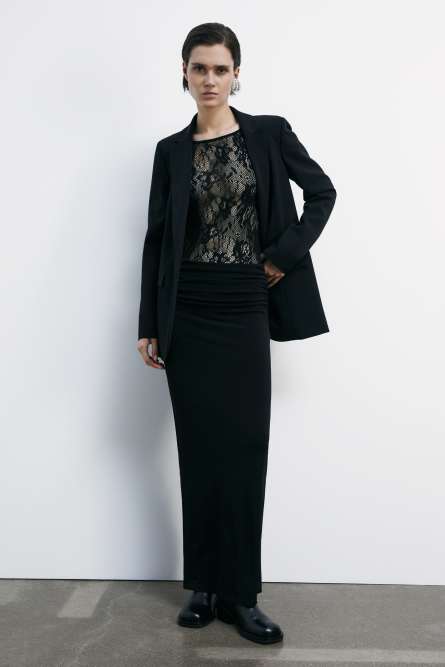 Long-sleeved lace body, Black, Patrizia Pepe