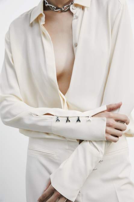 &quot;ESSENTIAL&quot; fluid viscose shirt, White, Patrizia Pepe