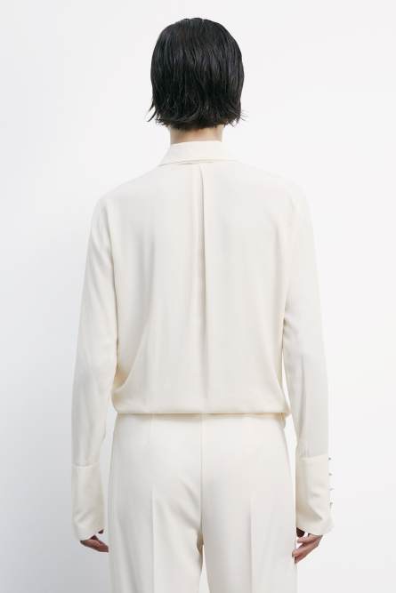 &quot;ESSENTIAL&quot; fluid viscose shirt, White, Patrizia Pepe