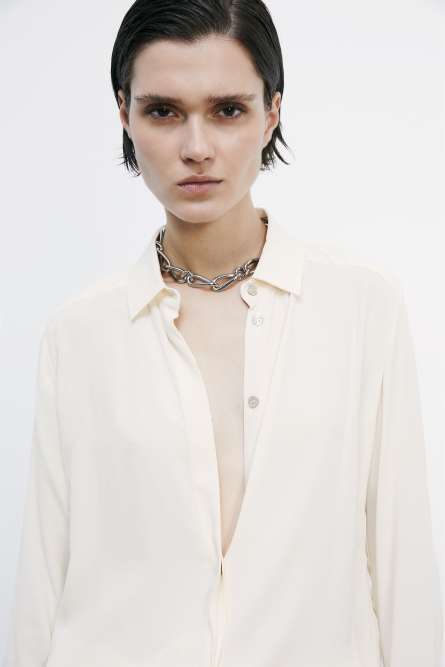 &quot;ESSENTIAL&quot; fluid viscose shirt, White, Patrizia Pepe