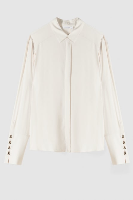 &quot;ESSENTIAL&quot; fluid viscose shirt, White, Patrizia Pepe