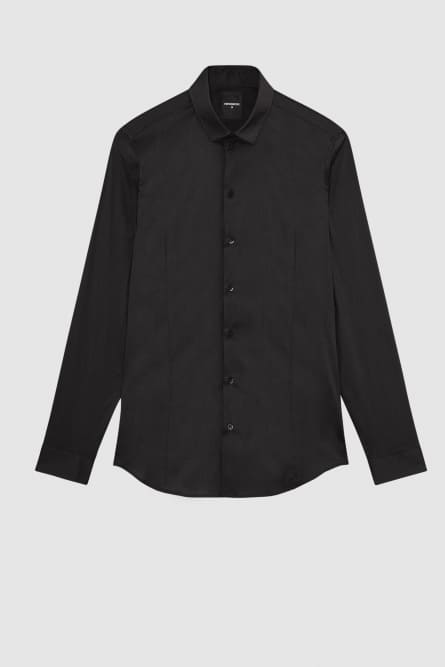 &quot;ESSENTIAL&quot; slim fit poplin shirt, Black, Patrizia Pepe