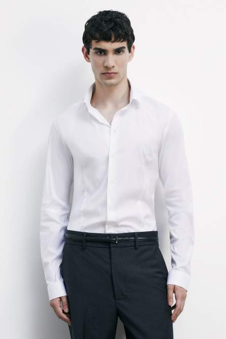 &quot;ESSENTIAL&quot; slim fit poplin shirt, White, Patrizia Pepe