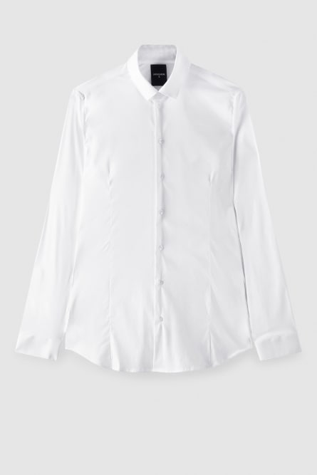 &quot;ESSENTIAL&quot; slim fit poplin shirt, White, Patrizia Pepe