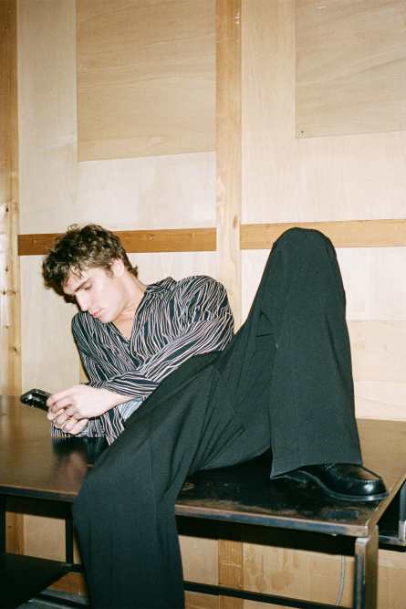 Flowing shirt with graphic viscose print, Black, Patrizia Pepe