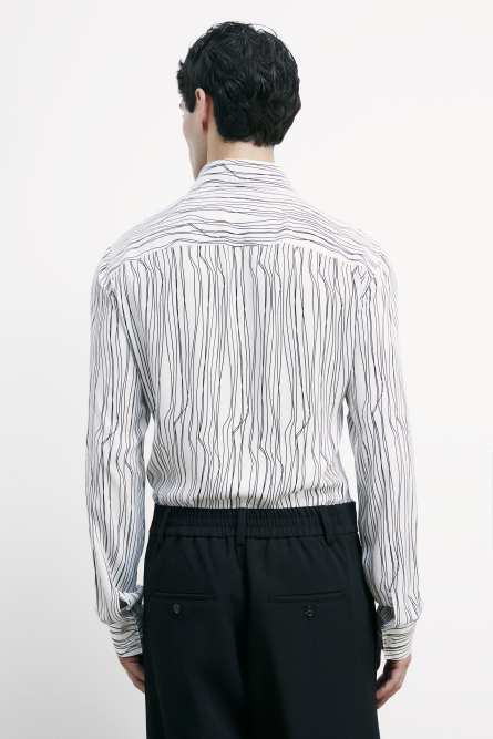 Flowing shirt with graphic viscose print, White, Patrizia Pepe